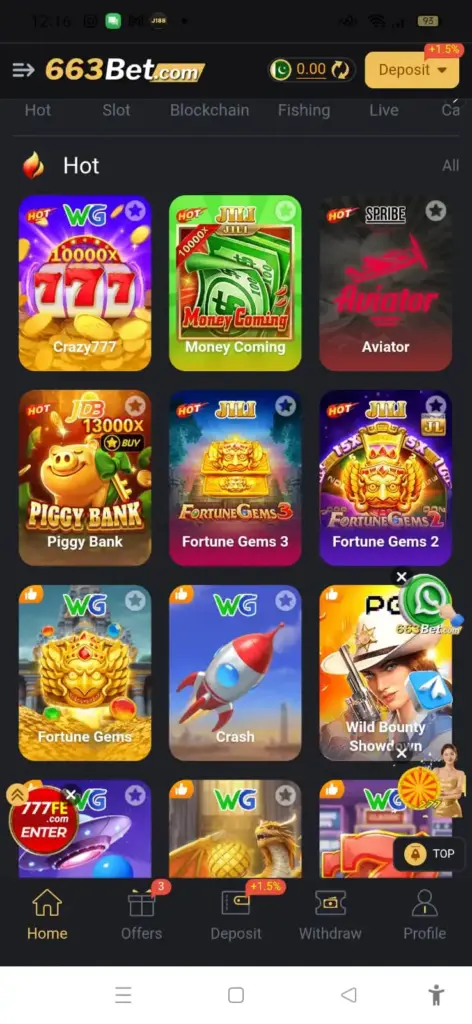 Hot Games in 663BET App